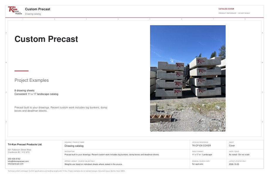 Cover sheet of the Custom Precast project examples