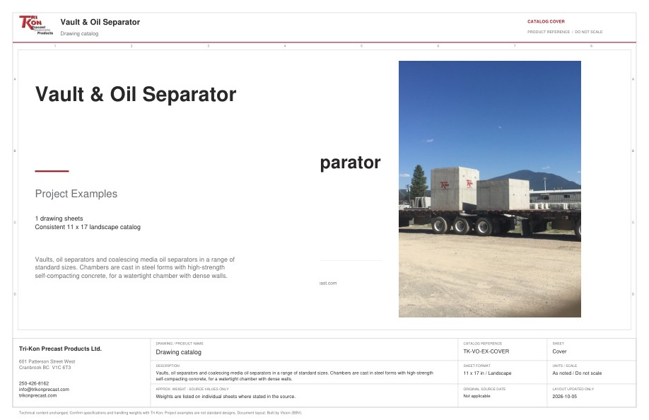 Cover sheet of the Vault & Oil Separator project examples