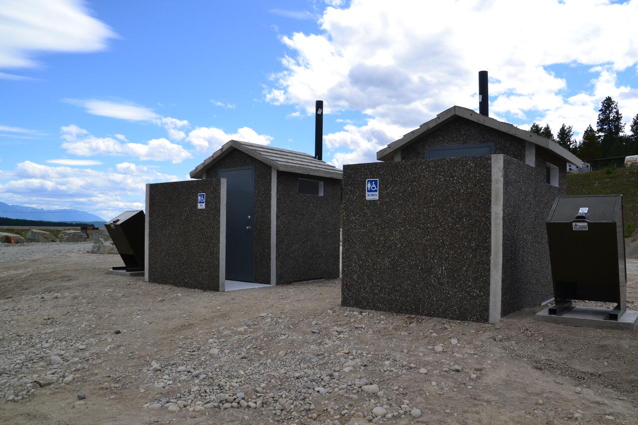 Exposed aggregate outhouses