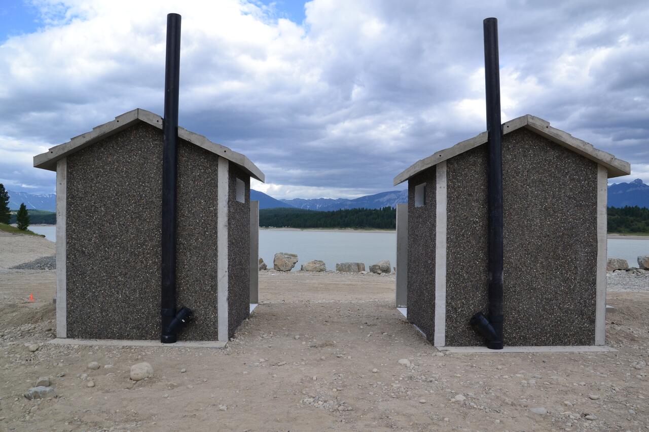 Exposed aggregate outhouses